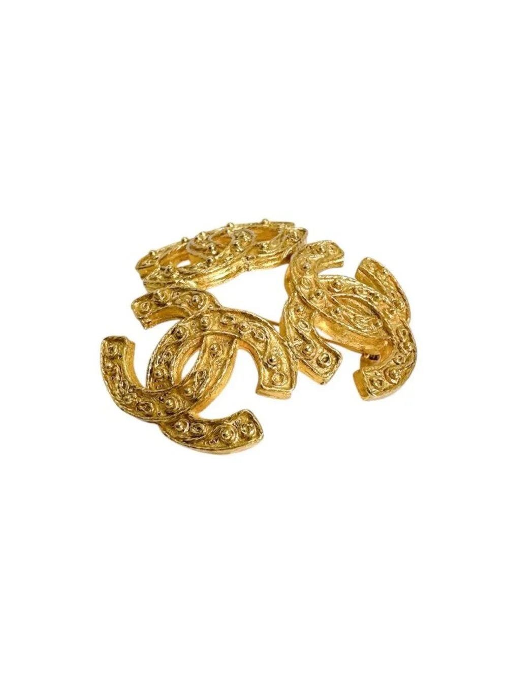 Chanel Triple CC Logo Corsage Gold Brooch